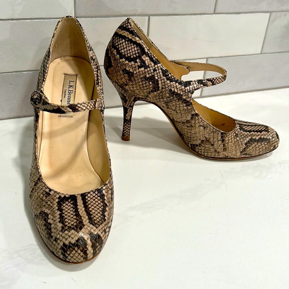 Lk Bennett snake print Sardinia Mary Jane heel. Size 38